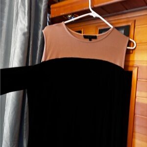 Elegant Black and Tan Maxi cold shoulder Dress